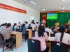 Toàn cảnh lớp tập huấn “Hướng dẫn kỹ thuật xét nghiệm ký sinh trùng sốt rét bằng kính hiển vi và test chẩn đoán nhanh” cho cán bộ y tế tại Trung tâm Y tế tuyến quận/huyện.