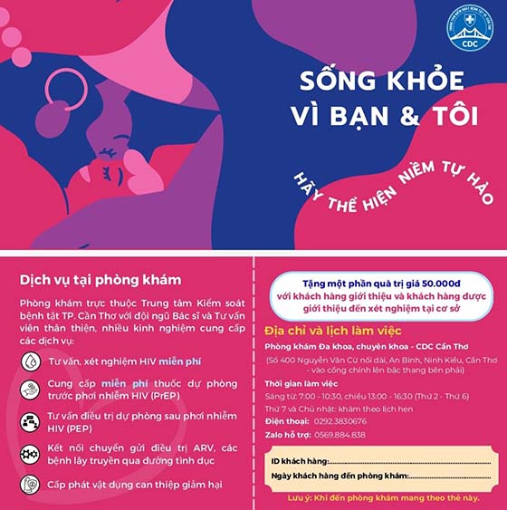 Xét nghiệm HIV tại phòng khám CDC Cần Thơ thủ tục đăng ký đơn giản, dễ dàng, linh hoạt;